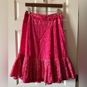 Oilily pink pleated ruffle hem skirt